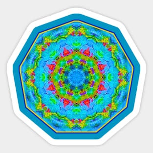 Red Flower Blue Mandala Sticker